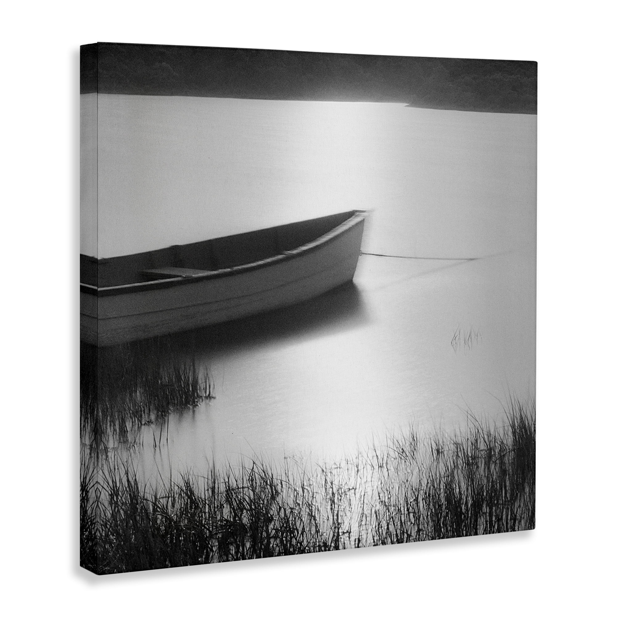 Stupell Industries Rowboat on Peaceful Shore Landscape & Nature Photography Wrapped Canvas Art Print Wall Art, 24 x 24