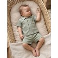 thumbnail image 4 of BemeyourBBs Toddler Baby Boy Summer Clothes 0 6 12 18 24 Months 2 3 4 Years Newborn Baby Boys Summer 2 Piece Outfits Short Sleeve Pocket Button Down Shirt and Shorts Set, 4 of 9