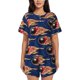 thumbnail image 1 of Balery Bowling Ball And Flame Conjunto de Pijama para Mujer con Estampado, Dos Piezas de Manga Corta y Shorts, Ropa de Dormir Suave con Cuello Redondo y Bolsillos-XX-Large, 1 of 6