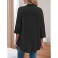 thumbnail image 4 of Weardear Women Cardigan 3/4 Sleeves Open Front Lightweight Cardigan Draped Ruffles Knit Cardigan, 4 of 5