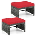 thumbnail image 1 of Costway Patio Ottomans Set of 2 PE Rattan Footstools with Removable Cushions & Metal Frame Red, 1 of 9