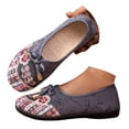 thumbnail image 5 of Loafers for Women Floral Embroidery Casual Dress Shoes Lightweight Soft Sole Walking Shoes Round Toe Canvas Flat Shoes Gray Size 6.5, 5 of 7