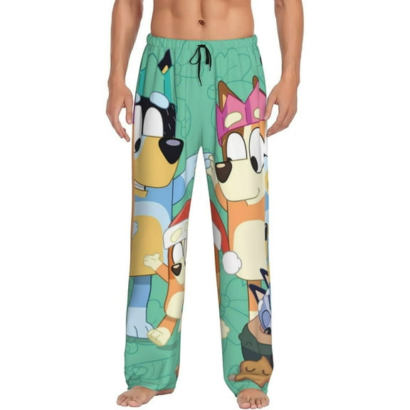 Silaia Bluey Print Mens Pajama Pants,Sleep & Lounge Pants, Men's Pajama Bottoms,PJ Bottoms with Pockets and Drawstring/Elastic Waist-