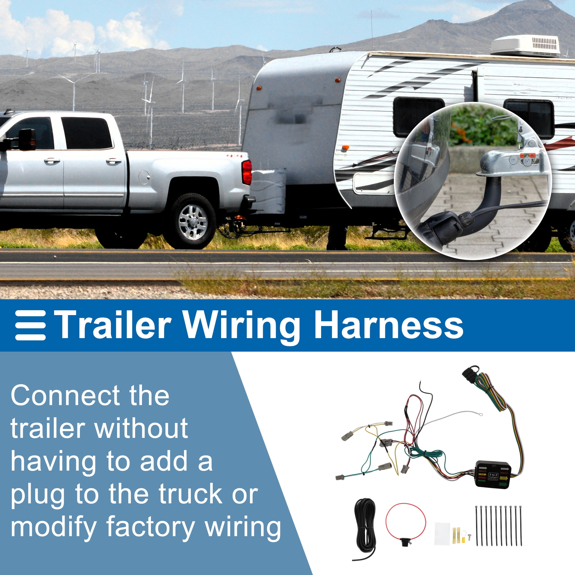 Unique Bargains 4 Pin Trailer Wiring Harness 56341 Towing Hitch for Honda Civic 2001-2005