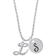 thumbnail image 1 of Delight Jewelry Silvertone Small Gelato Script Initial - L - Silvertone Script Initial Disc - S - Charm Necklace, 20"+3", 1 of 4