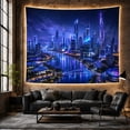 thumbnail image 6 of Futuristic Metropolis At With Night Cluster Glowing Skyscrapers, Mystical Fantasy for Space Lovers, Galaxy Room Decor, Housewarming Gift, Tapestry Wall Hanging for Bedroom and Dorm, 6 of 7