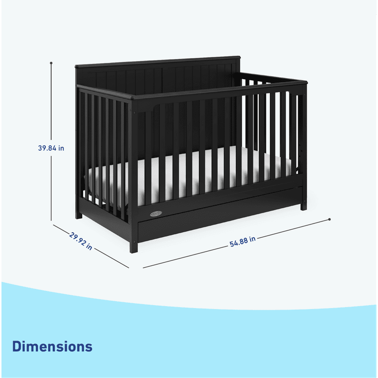 Graco Hadley 5 in 1 Convertible Baby Crib with Drawer Black