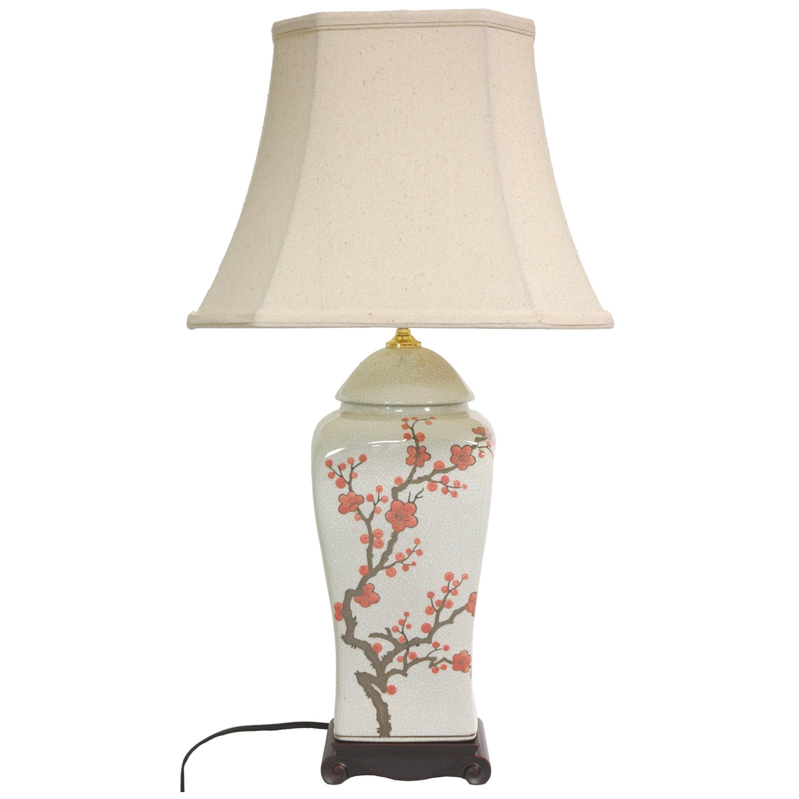 Oriental Furniture 26" Cherry Blossom Vase Lamp, Table lamp, Asian