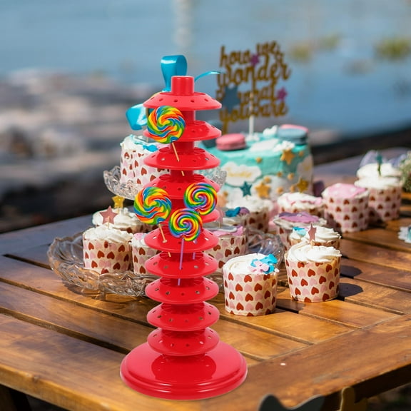 GETAJGHSD 1Pack Red Round Lollipop Stand Holder for Candy Display and Birthday Party