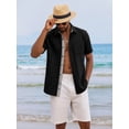 thumbnail image 4 of RICHCOIN Men's Button Down Shirts Short Sleeve Casual Summer Beach Vacation Wedding Shirt with Pocket, 4 of 7