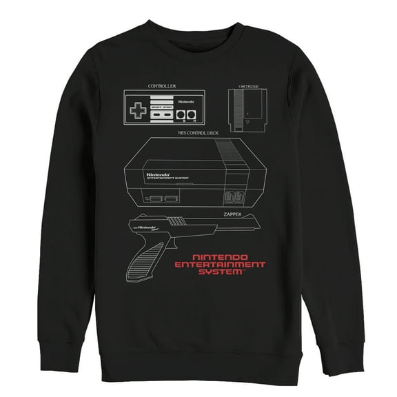 Men's Nintendo NES Controller Part Sweatshirt Black Small