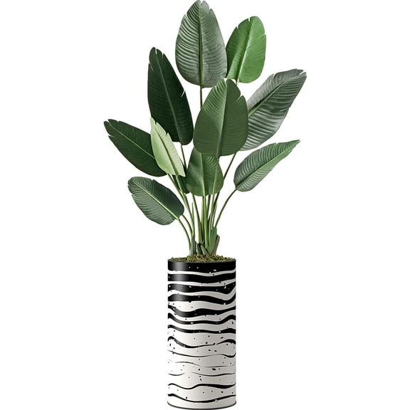 Artificial Tree in Contemporary Planter, Fake Bird of Paradise Silk Tree for Indoor and Outdoor Home Decoration - 67" Overall Tall (Plant Pot Plus Tree)