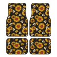 thumbnail image 1 of Kdxio Sunflowers And Bww Print Car Floor Mats Universal SUV Front Rear Floor Foot Mats 4-Piece Full Set with Non-Slip Rubber Backing Car Accessories for Most Cars, 1 of 7