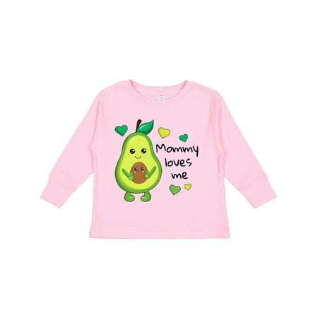 

Inktastic Mommy Loves Me with Avocado Baby and Green Hearts Gift Toddler Boy or Toddler Girl Long Sleeve T-Shirt
