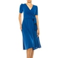 thumbnail image 4 of MOA COLLECTION Women's Stylish Solid Faux Wrap Dress with Deep V-Neck, 4 of 5