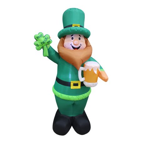 BZB Goods Saint Patrick's Day Leprechaun Holding Shamrock and Beer Inflatable