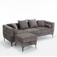 thumbnail image 4 of Convertible Sectional Sofa Couch, Modern Chenille L-Shaped Tufted Couch, 3-Seat Sofa Sectional with Storage Function Ottoman, Reversible Chaise for Living Room(Dark Grey), 4 of 8