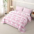 thumbnail image 3 of Manfei Teens Kawaii Ribbon Bow Tie Quilt Full,Girls Geometric Stripes Full Bedspread Sets, 3 of 7