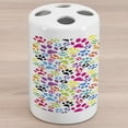 thumbnail image 1 of Dog Ceramic Toothbrush Holder, Colorful Little Paws Steps Art Cartoon Unusual Traces Design, Decorative Versatile Countertop for Bathroom, 4.5" X 2.7", Purple Blue Green, by Ambesonne, 1 of 4