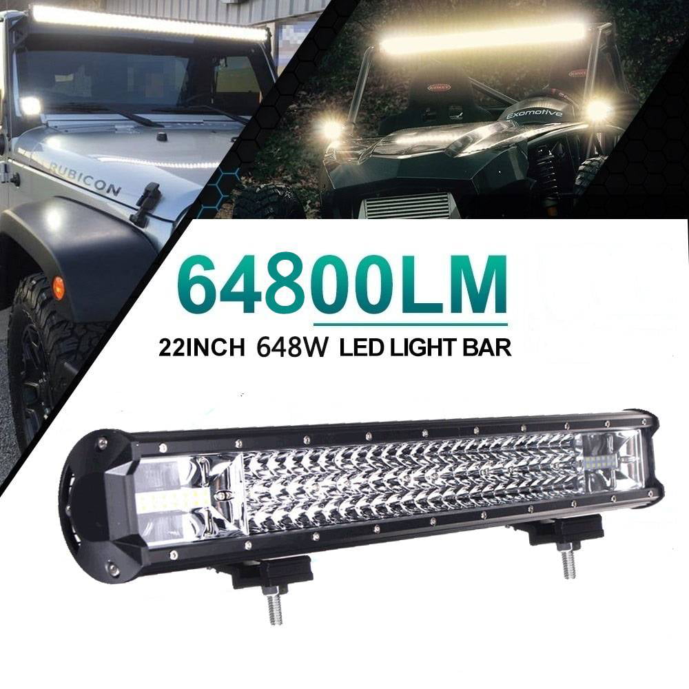 22 Inch 648W LED Work Light Bar Flood Spot Combo Driving Lamp Car Truck Offroad 