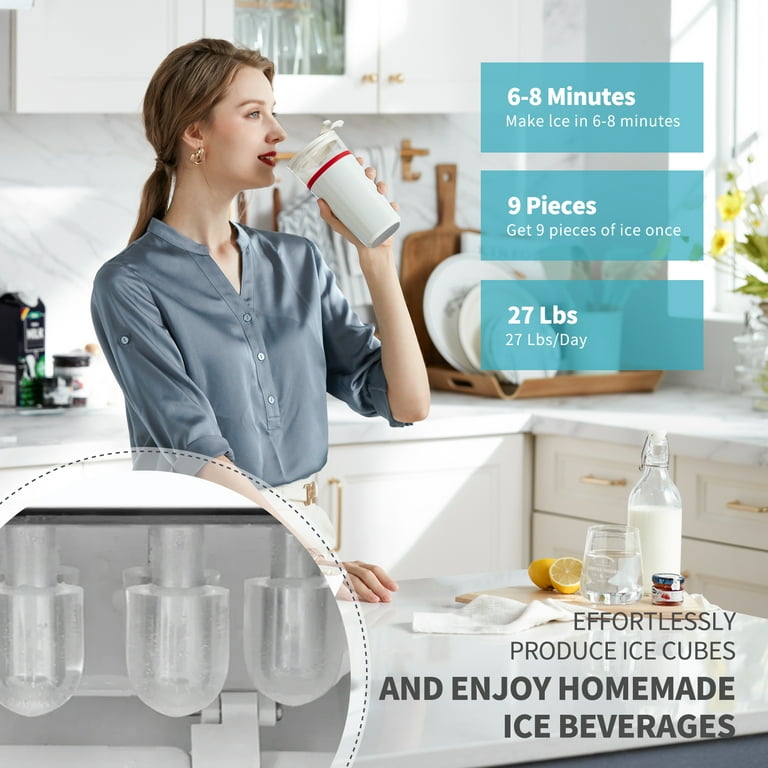 VECYS Ice Maker Water Dispenser, 27LBS Daily Ice & Child Lock