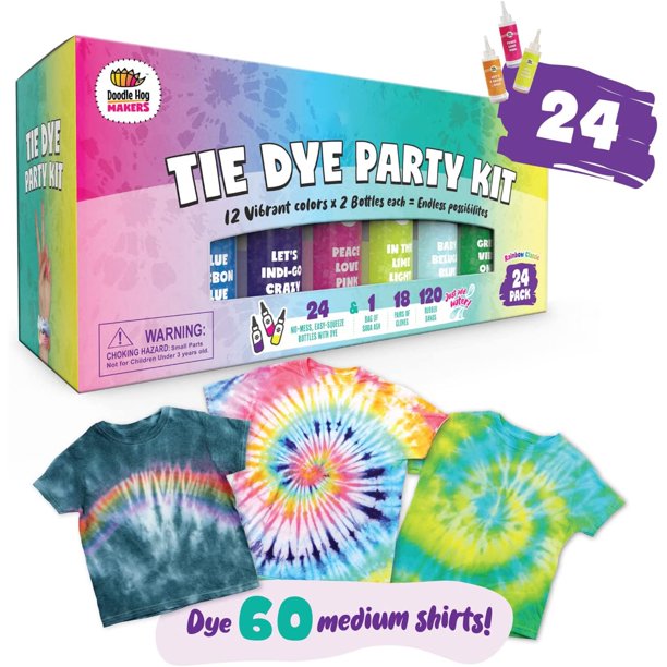 Doodle Hog Easy Tie Dye Party Kit for Kids, Adults, and Groups. Create
