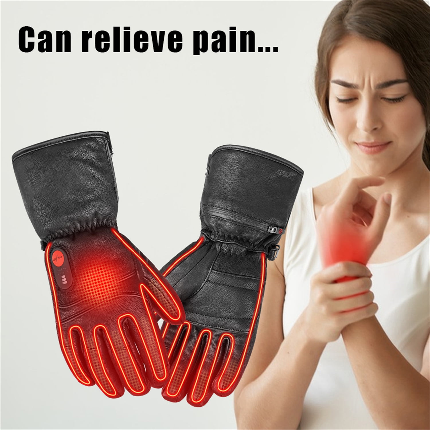 SAVIOR HEAT Heated Gloves for Men Women, Electric Rechargeable Battery Leather Thick Gloves for Motorcycle Ski Hunting Riding