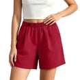 thumbnail image 6 of ITSAME Womens Plus Size Cotton Linen Shorts Elastic Waist with Pockets Summer Loose Casual Shorts Red Size 4XL, 6 of 6
