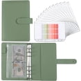 thumbnail image 1 of A6 Budget Binder with Cash Envelopes, PU Leather Notebook Binder - Green, 1 of 5