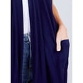 thumbnail image 5 of FashionMille Women Basic Casual Soft Jersey Elbow Sleeve Open Front Midi Cardigan w/Pockets, 5 of 5