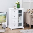 thumbnail image 2 of HOMCOM Armoire de Sol avec Porte Vitrée et 4 Tiroirs, Buffet, Armoire de Rangement pour Salle de Bain avec Étagère Réglable, pour Salon, Entrée, Blanc, 2 of 10