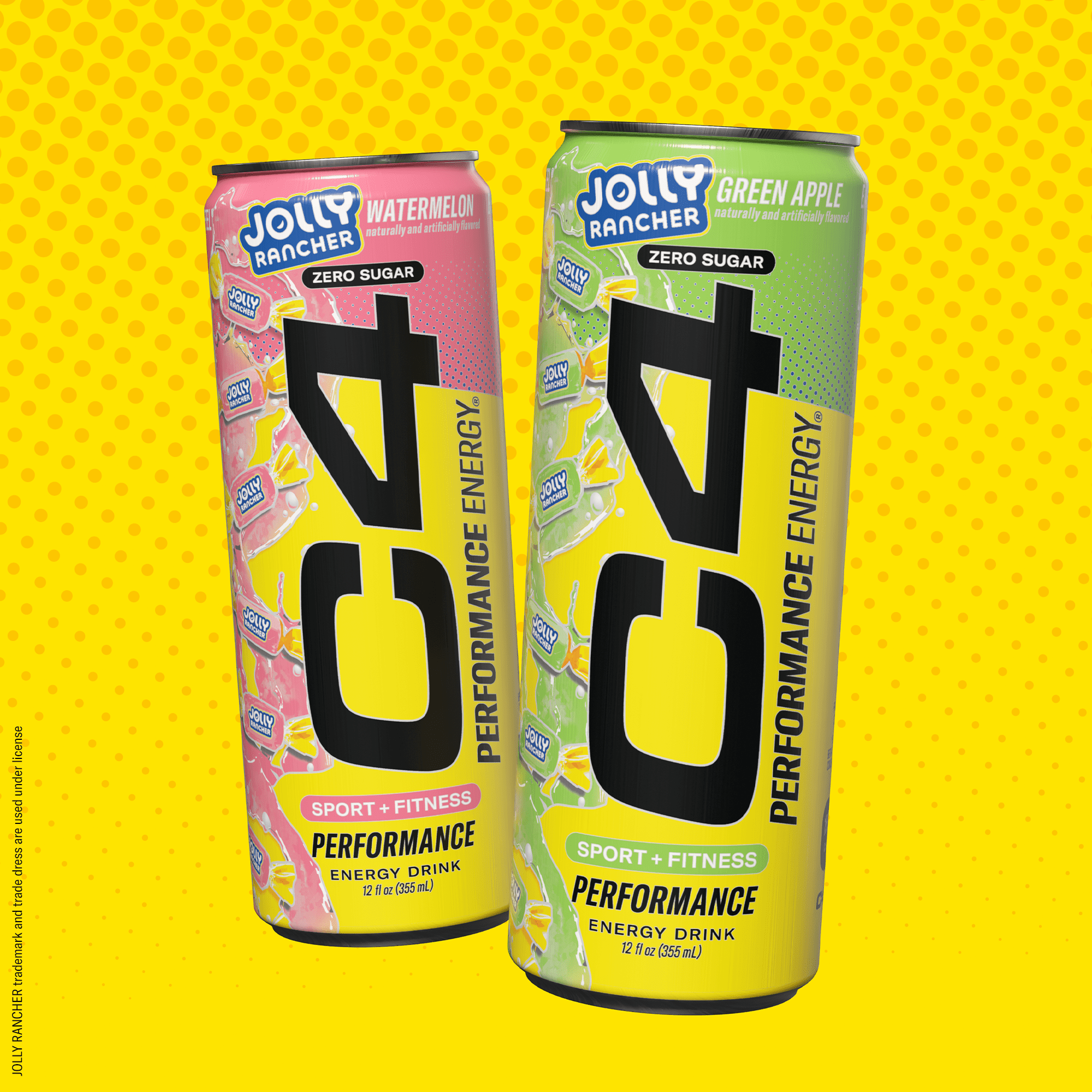 C4 Performance Energy Drink, Jolly Rancher & Candy Variety Pack, Strawberry Blast, Watermelon, Green Apple, & Cosmic Rainbow, 12 fl oz Cans, 12 Pack