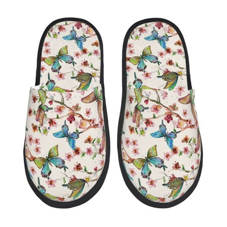 

Slippers for Women/Men - Floral Butterflies-E Soft Plush Warm Slip-on Slippers House Slippers Indoor House Shoes