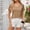 Khaki, variant on Womens Summer Tops Women's Patchwork Mesh Short Sleeved Top Solid Color Casual Loose T-shirt