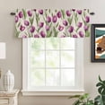 thumbnail image 3 of Kitchen Valances for Window, Vintage Farm Purple Tulips Light Filtering Rod Pocket Valance Curtain, Country Floral on Linen &nbsp;Short Curtains Window Topper for Bedroom Bathroom Living Room 60x18in, 3 of 8