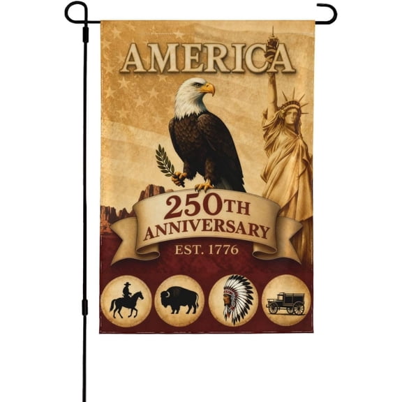 250 Years Garden Flag 12x18 Double Sided America 250th Anniversary 1776 2026 Semiquincentennial Flag for Outside House Indoor Yard Patriotic Banner Decor