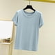 thumbnail image 1 of Pijama de manga corta para mujer, color liso, manga corta, camiseta fina, pijama de manga corta, blusa de poliéster, 1 of 8