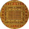 thumbnail image 1 of Ahgly Company Machine Washable Indoor Round Oriental Yellow Industrial Area Rugs, 7' Round, 1 of 4