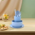 thumbnail image 4 of 6 Pcs Tableware Set, Wheat Straw Bowl, Cup, Plate, Sturdy, Durables and Easys to Clean, Convenient for Daily Use(Blue), 4 of 6