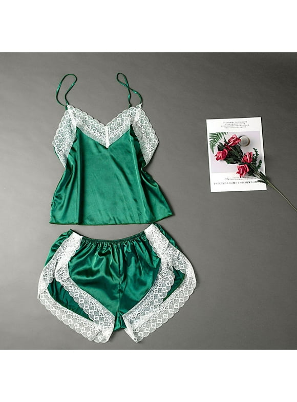 Finelylove Girls Pajama Shorts Shorts Pajama Set For Women Jean High Waist Rise Solid Green L