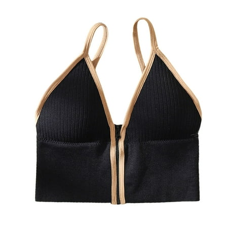 

NLAGER Camisole Workout Bra Shock Absorb Deep V-neck Design Casual Style Slim Strappy Sports Wirefree Bra for Outdoor