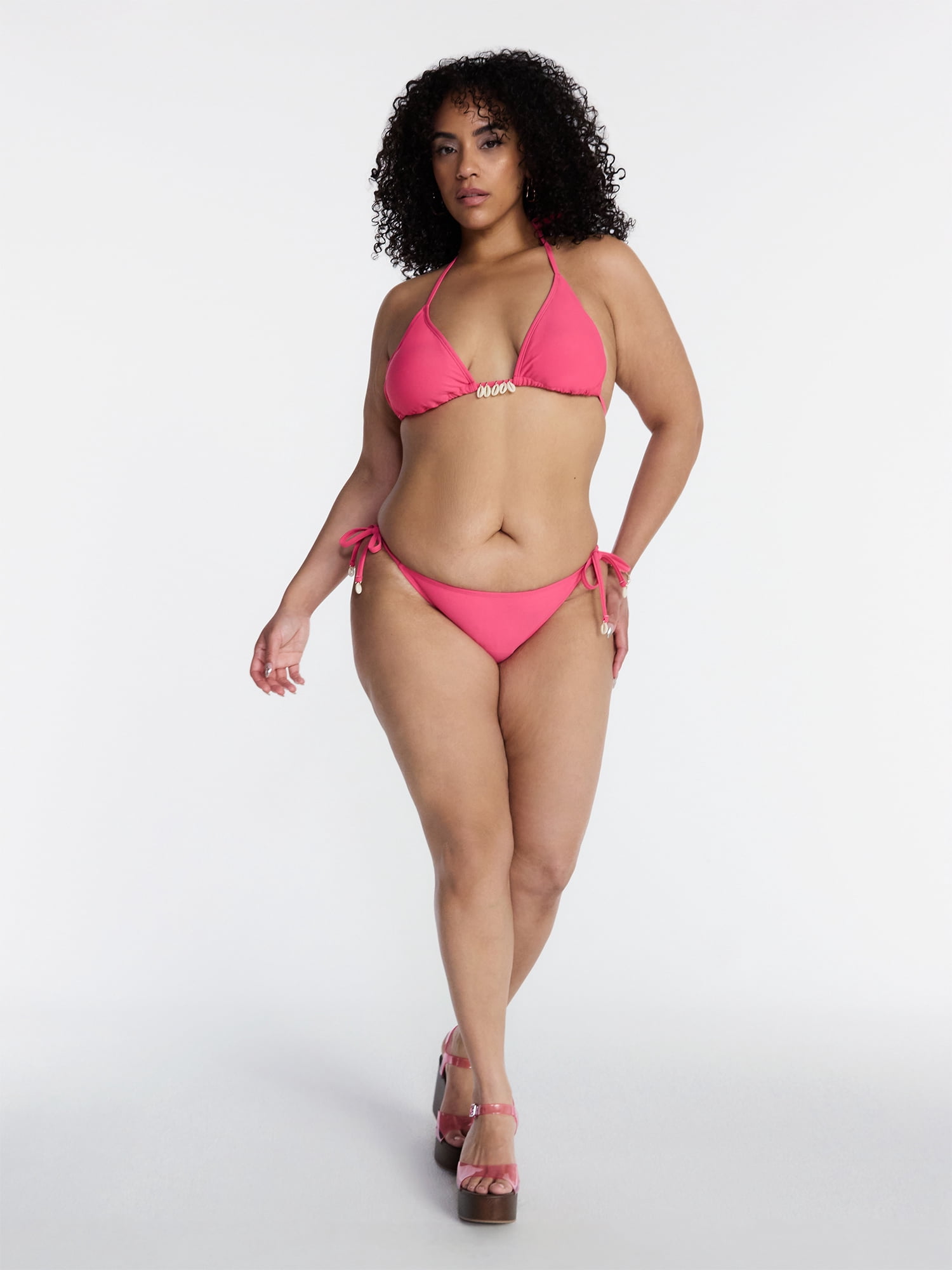 Hot Girl Summer by Megan Thee Stallion Women's and Women's Plus Bubblegum Hottie Side Tie Shell Bikini Bottoms, Sizes XS-3X