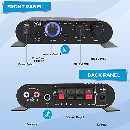 Amplificador estéreo Power Home HiFi Pyle Receptor de audio portátil de sonido envolvente