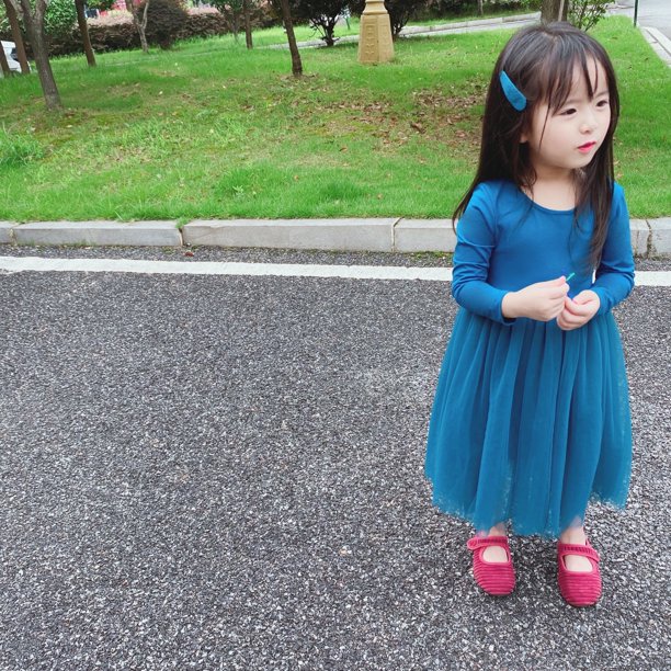 Ropa para niños Las niñas son suaves para no tener amigos, vestido de gasa hinchada de manga larga de algodón, vestido de princesa