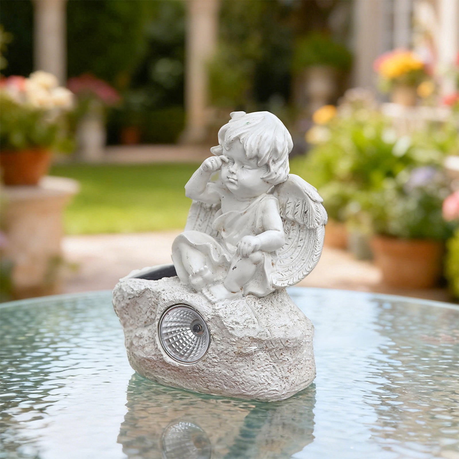 KUKIDSVO Vintage Resin Solar Angel Garden Sculpture for Outdoor Yard Patio Lawn Landscape Home Decor