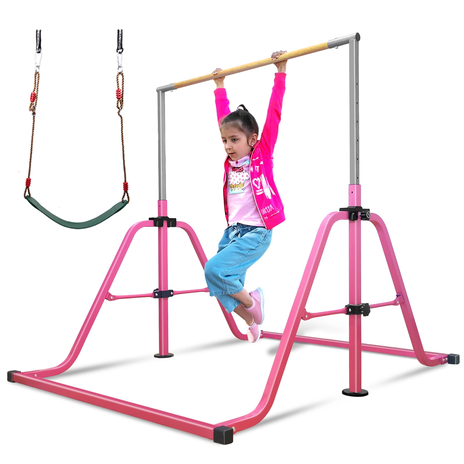 RAVS Pink Adjustable Big Gymnastics Horizontal Folding Training Bars