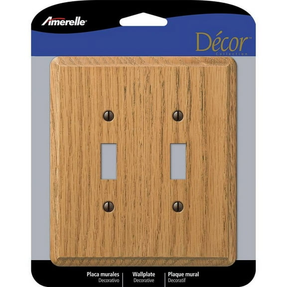 1 Pc, Amerelle Contemporary Brown 2 Gang Wood Toggle Wall Plate 1 Pk