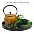 thumbnail image 6 of Tea Plate, Round Shape Tea Tray, Wooden Tray Home Use For Restaurant,Hotel Serving Plate Family Black 27cm, 6 of 8