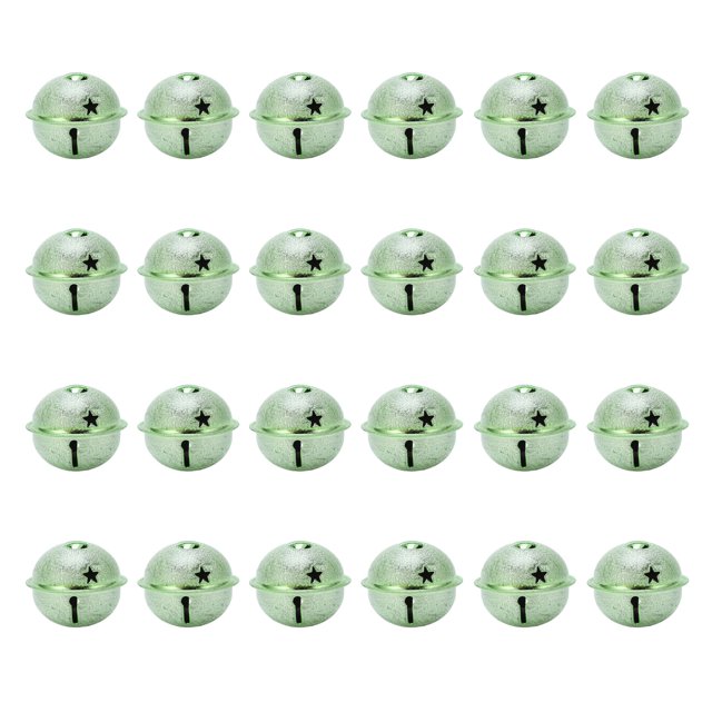 24 Uds cascabeles verdes 40mm diseño de pentagrama hueco DIY hacer campanas esmeriladas de hierro para Navidad para llaveros artesanales