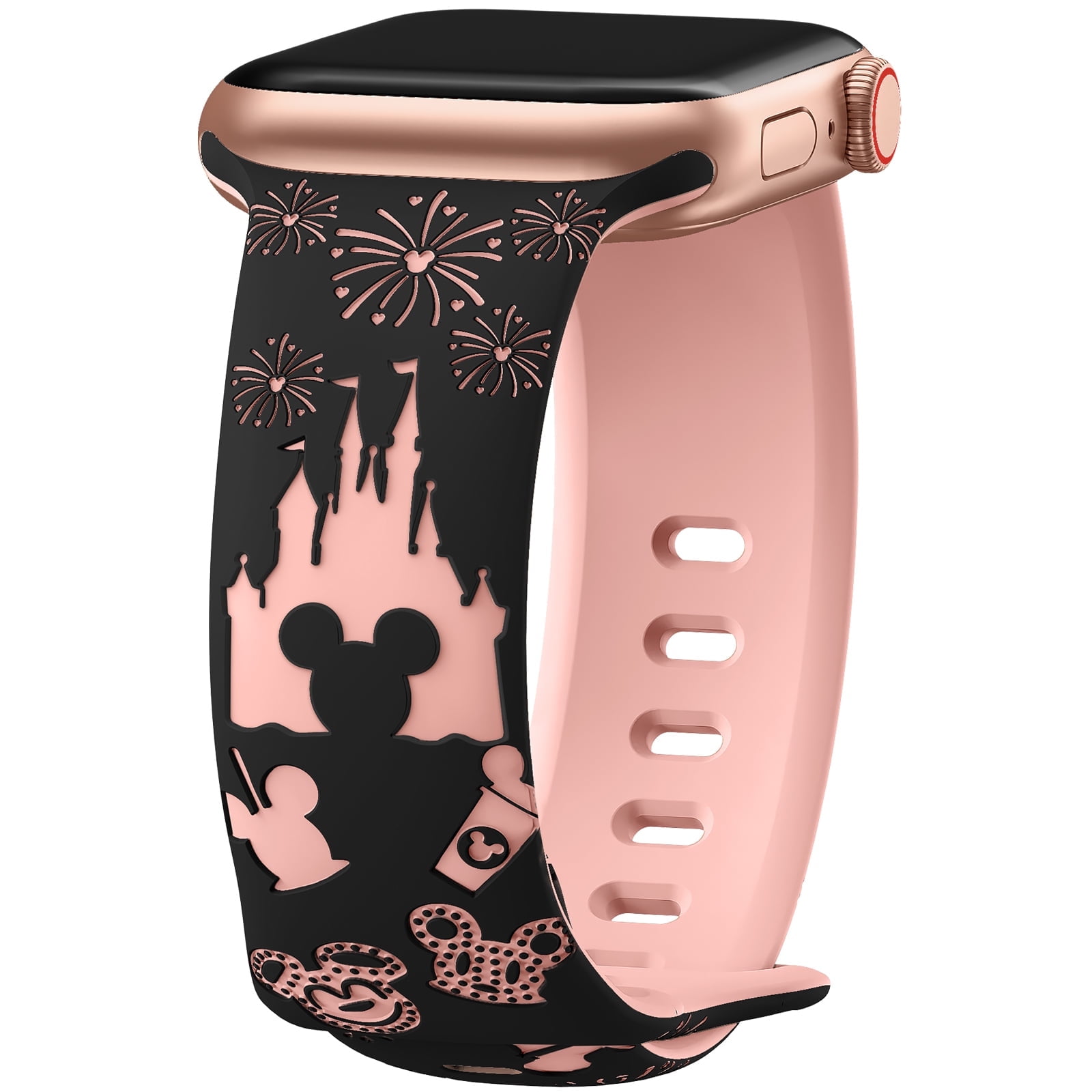 Engraved Band Compatible with Apple Watch Bands Ultra 3/2/1 49mm 46mm 45mm 44mm 42mm 41mm 40mm 38mm Women, Two-Tone Cute Soft Silicone Sport Strap for iWatch Series 11/10/9/8/7/6/5/4/3/SE/SE2/SE3